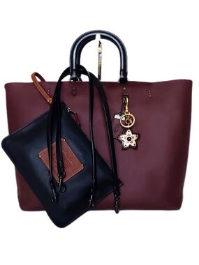 COACH 3 PC ROGUE TOTE SET-Tote, Wristlet Pouch, and Coach Bag Charm/Key Chain